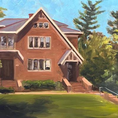 Larry Griggs Unframed Oil on Canvas, Tudor House