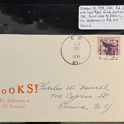 Scarce 1934 Postal History Cover With Halloween Fancy Cancellation 