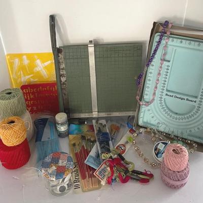 Craft Lot With Brushes, Paper Cutter And More 