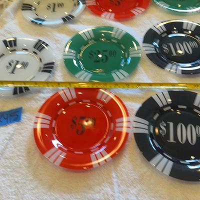 Set Of Eight Poker Chip Dessert, Plates Glass