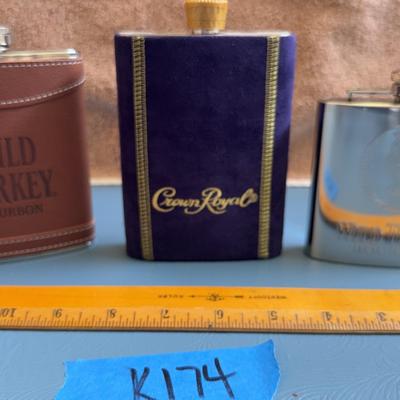 Wild Turkey And Crown Royal Flasks