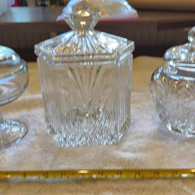 Set A Three Glass Canisters With Lids