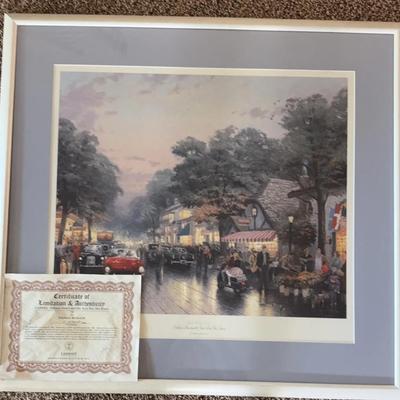 Caramel Dolores, St. and the Tuck Box Tea Room by Thomas Kincaid, with certificate of limitation and