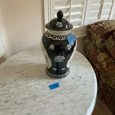Tall Black And White Vase 17in