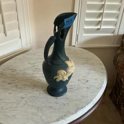16in Tall Blue Vase With Flowers
