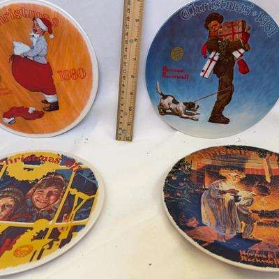 Four Norman Rockwell Christmas Plates