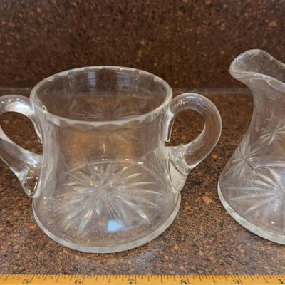 Glass Creamer, Sugar, And Honey Jar