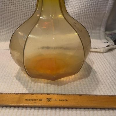 Yellow And Red Glass Flower Base Vintage