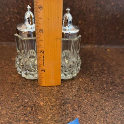 Indiana Glass Crystal Diamond Point Salt & Pepper Shakers
