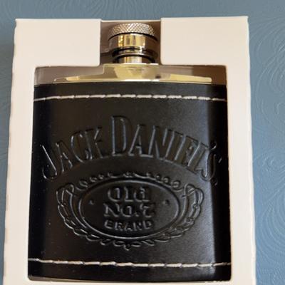 Set Of Three Jack Daniels, Leather Flasks New Inbox