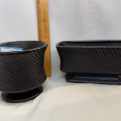 Two McCoy Pottery Black Planters