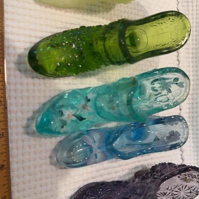 Fenton Glass Painted Shoes Set Of Five