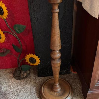 Wood Pedestal 12 Inches In Diameter By 33 1/2 Tall