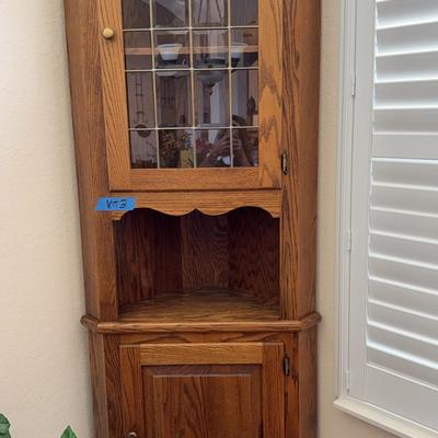 Corner Of Curio Cabinet, 30 Inches Across, 81 1/2 Inches Tall