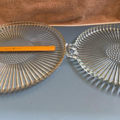 Two Large Glass Serving Platters