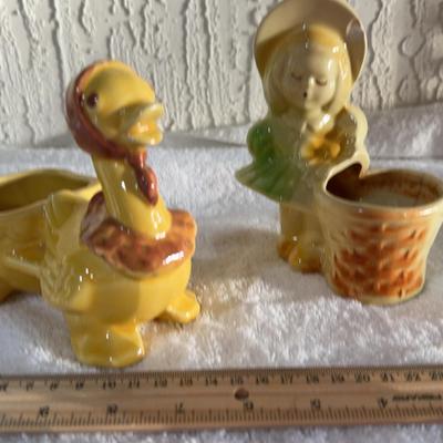 Two Pieces Of Shawnee, Pottery Character, Planters