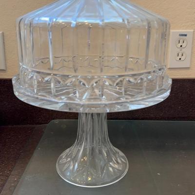 Lead Krystle cake stand with lid – 12 inches in diameter by 18 inches tall, weighs at least 40 Lbs