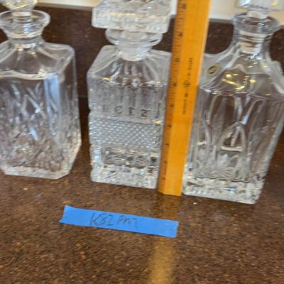 Set Of Three Crystal Glass Decanters