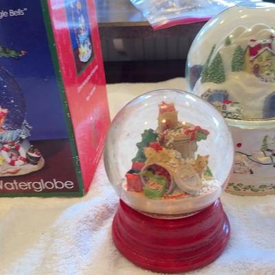 Set Of Three Christmas Snow Globes