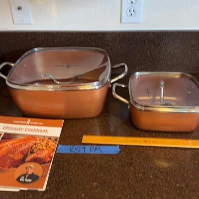 Copper Chef Set Of Two Pans New