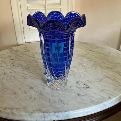 12in Tall Blue Vase