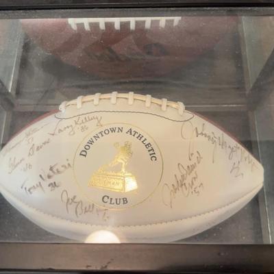 Heisman Winner Signed Football With 14 Heisman Trophy Signatures And Hat