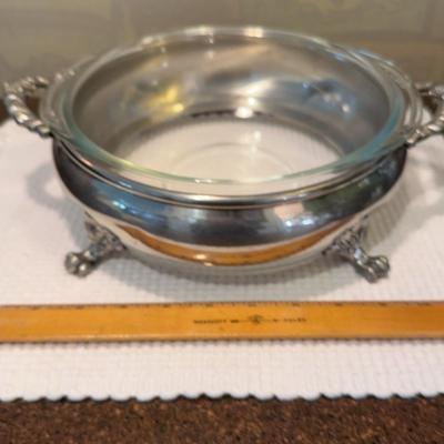 Pewter Serving Dish With Pyrex Casserole