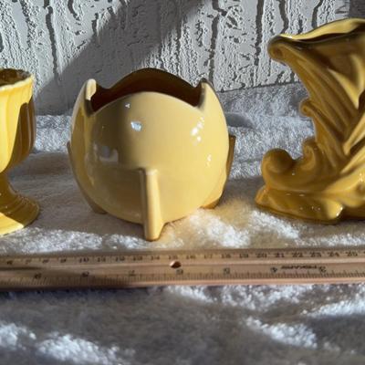 Set Of Three Yellow Planters