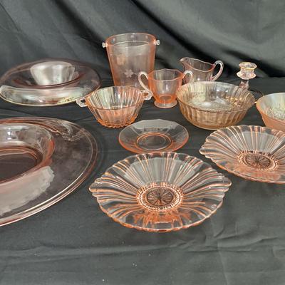 Pink Glassware Collection Including Depression Glass