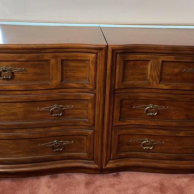 Drexel 3 Drawer Dresser Pair | Vintage Solid Wood Bedroom Furniture
