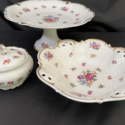 Rosenthal German Democratic Republic Fine China – Compote, Footed Bowl & Covered Sugar Dish