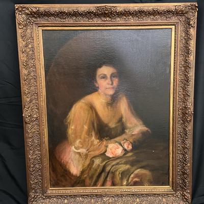 Large Oil Painting of Mrs. Phelps Dodge | by William Merritt Chase N.A. | 38" x 46"