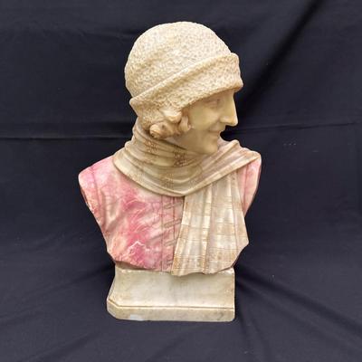 Signed Alabaster & Marble Bust by A. Michelitti | Italy, Art Nouveau Style