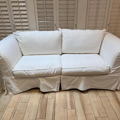 Mitchell Gold DesignLine Sleeper Sofa | White Upholstered 2-Cushion Sofa Bed | Lot #1