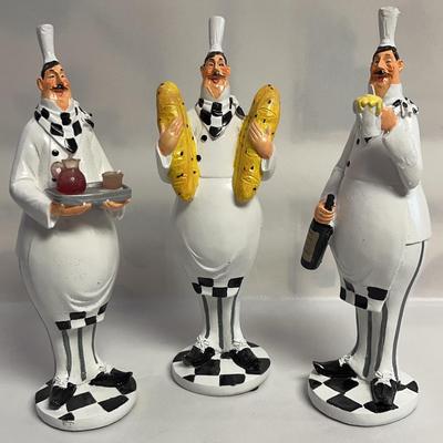 Three French Chef Sculptures