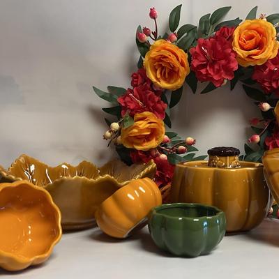 Pumpkin Dishes, Diffuser and Wreath