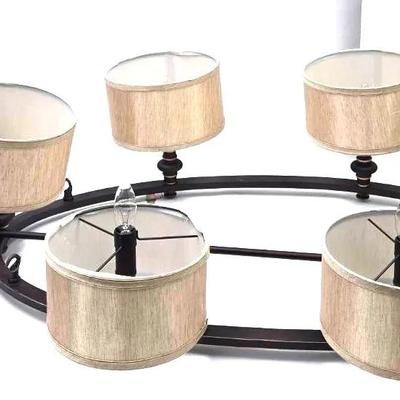 Oval Chandelier with Fabric Drum Shades