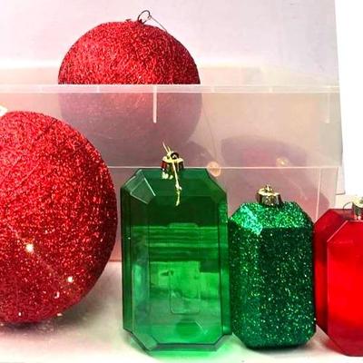 Large Red Glitter Light Up Balls & Ornaments 