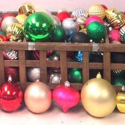 Large Selection of Ornaments with Basket