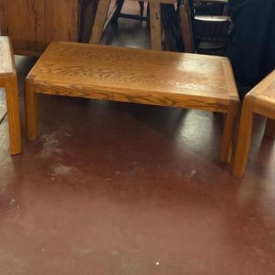 Solid oak side tables and coffee table