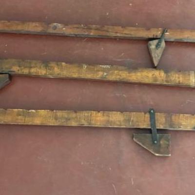 3 large wooden bar clamps