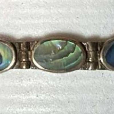Sterling mother of pearl link bracelet