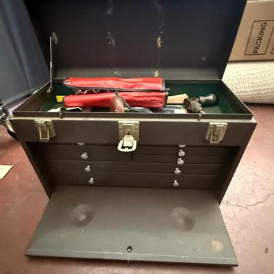 Duplex tool box with tools
