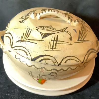 Michoacan tzintzuntzan mexican folk art pottery dish