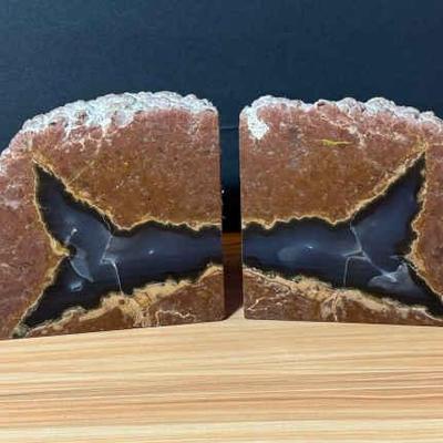 Banded agate book ends