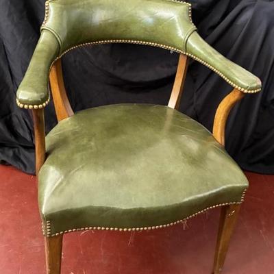 1964 hickory green leather chateau chair