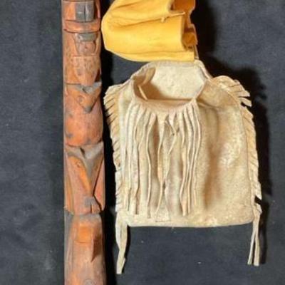 Native american medicine bags wood totem