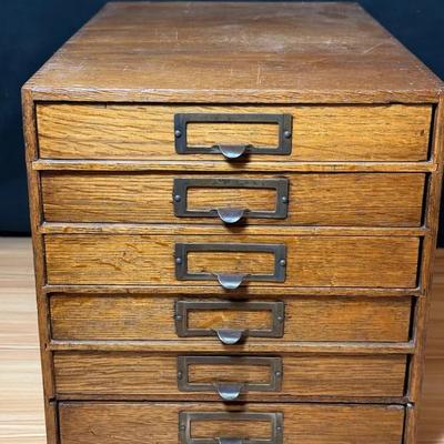 Oak desk top document cabinet