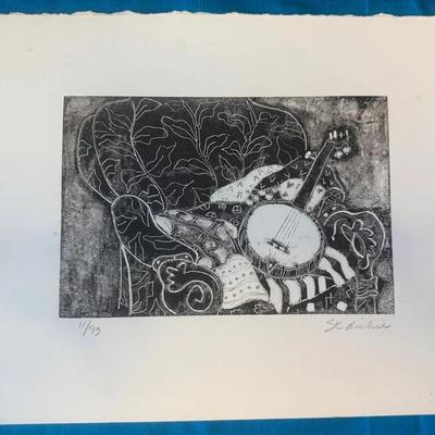 Limited edition signed sr dickie wood block print