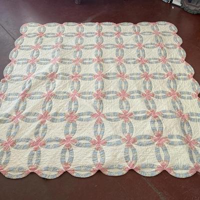 Hand stitched double wedding ring quilt other
